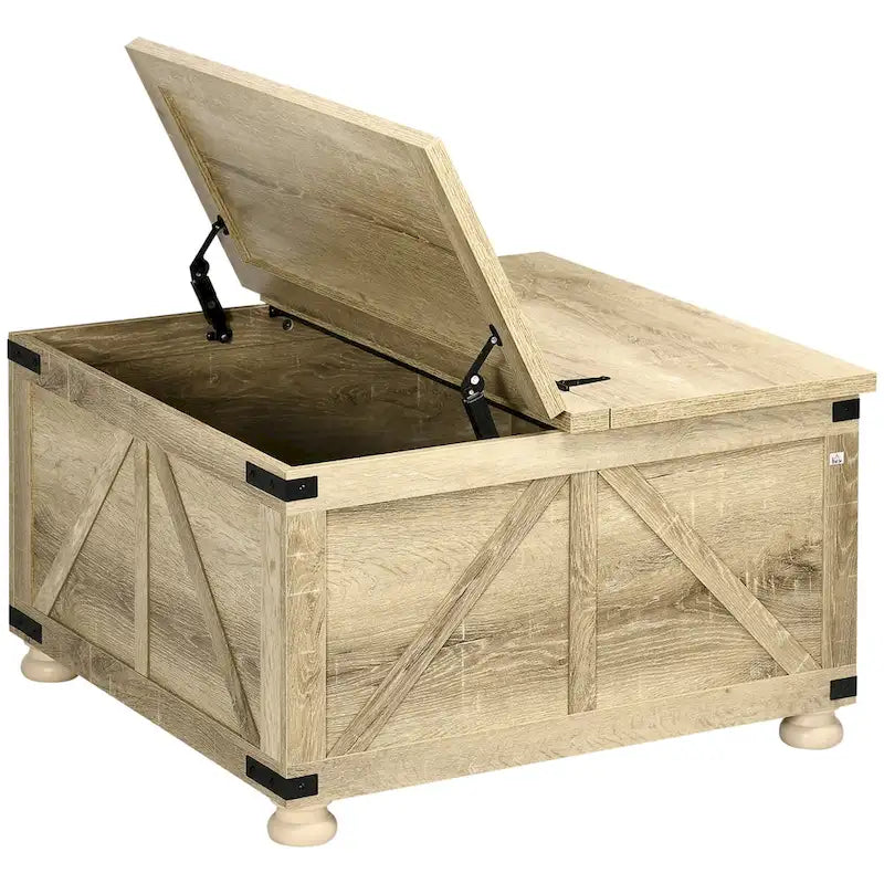 Farmhouse Coffee Table with Storage for Living Room