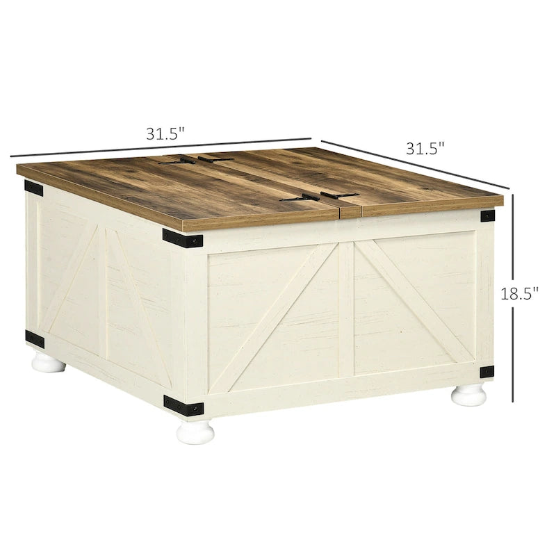 Farmhouse Coffee Table with Storage for Living Room