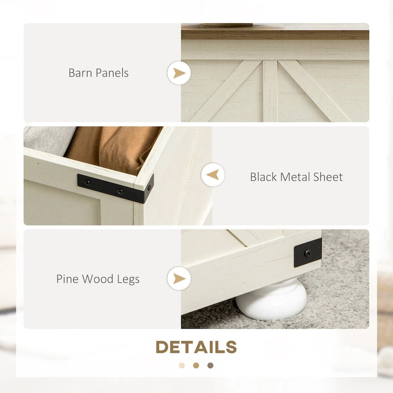 Farmhouse Coffee Table with Storage for Living Room