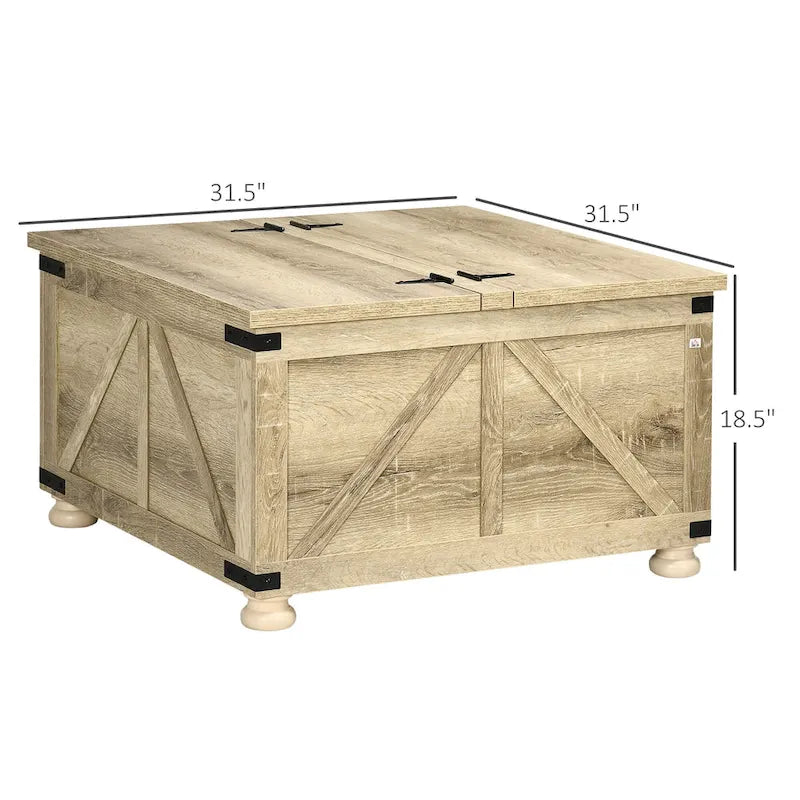 Farmhouse Coffee Table with Storage for Living Room