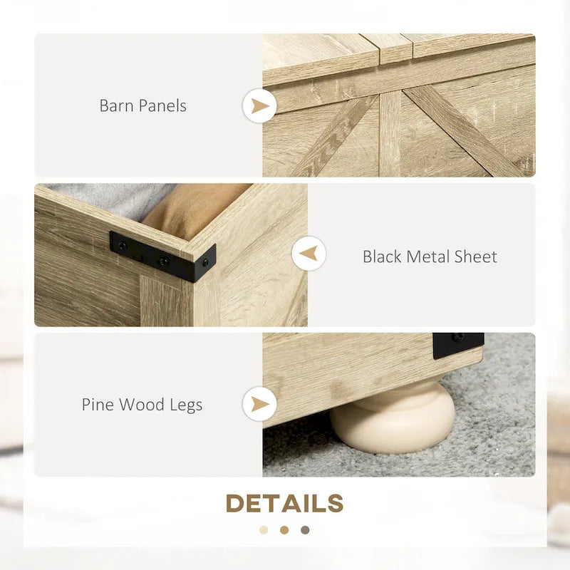 Farmhouse Coffee Table with Storage for Living Room