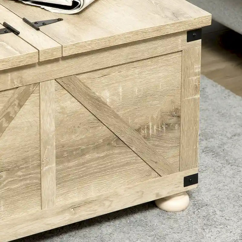 Farmhouse Coffee Table with Storage for Living Room