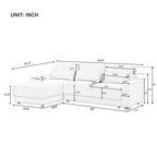 92.9W L-shaped Modular Sectional Sofa with Cushions and 3 Pillows