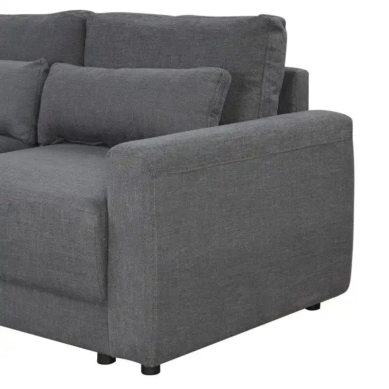 92.9W L-shaped Modular Sectional Sofa with Cushions and 3 Pillows