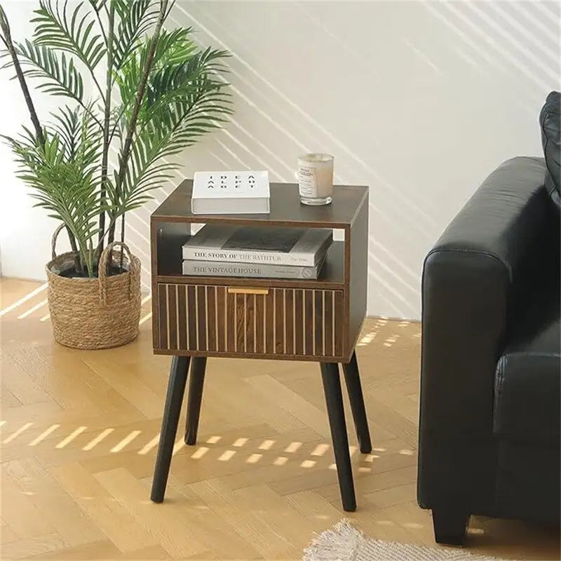 Small Nightstand Wood Bedside Table with Drawer - 11.8D x 15.7W x 23.6H