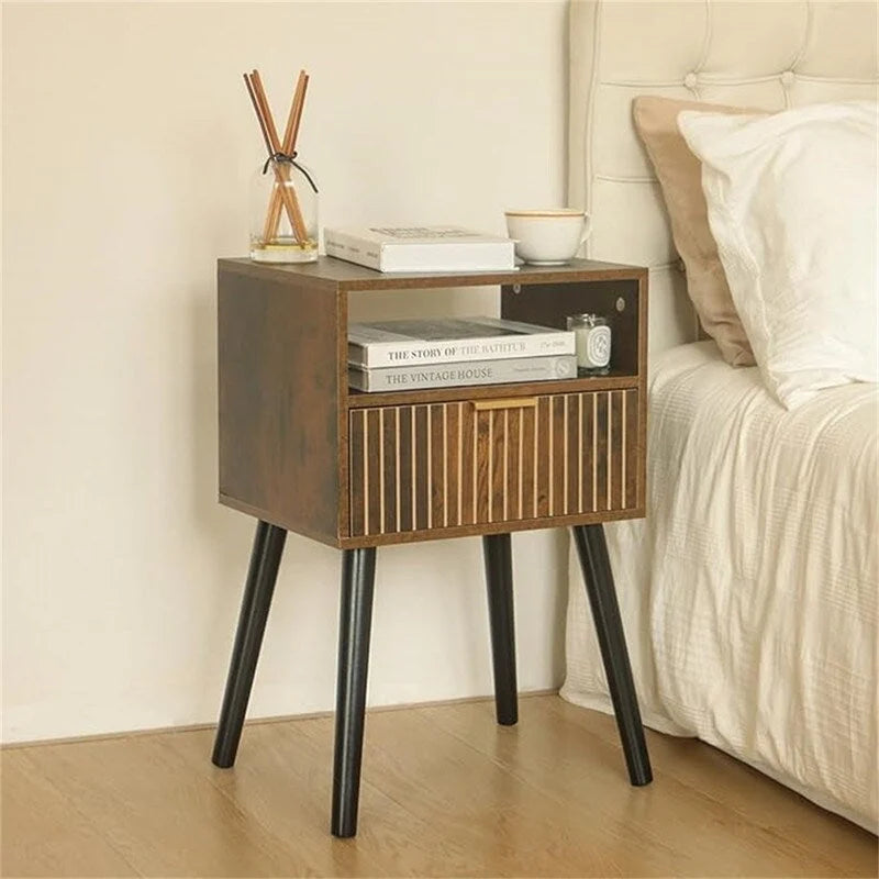 Small Nightstand Wood Bedside Table with Drawer - 11.8D x 15.7W x 23.6H