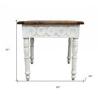 HomeRoots 24 Ivory And Brown Solid Wood Square End Table - 24