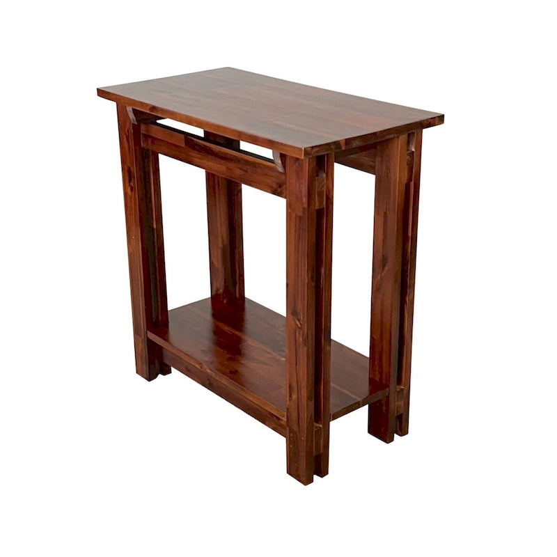 Acacia Wood Architectural Recliner Table with Shelf