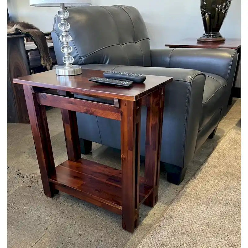Acacia Wood Architectural Recliner Table with Shelf