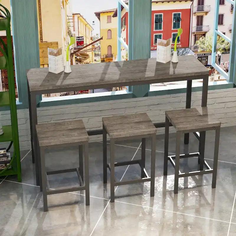 Modern Design Kitchen Dining Table Set with 3 Stools