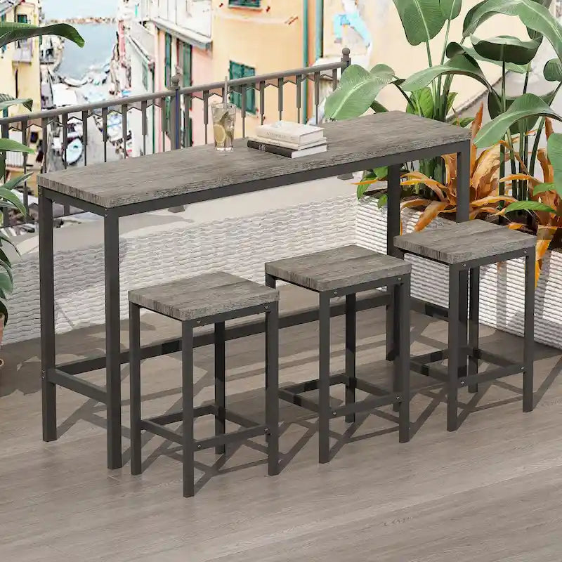 Modern Design Kitchen Dining Table Set with 3 Stools