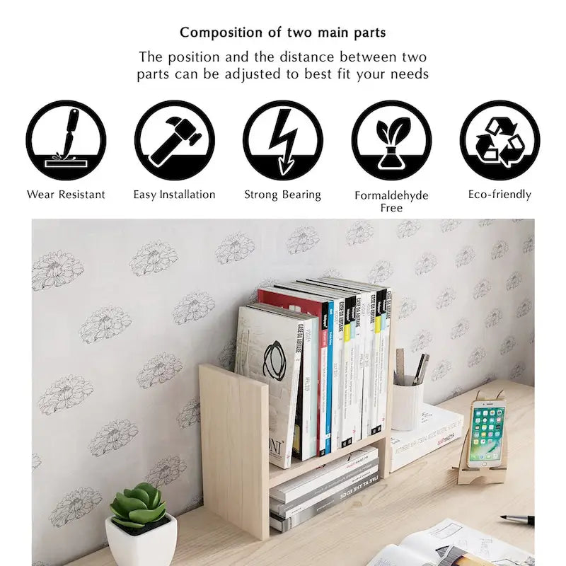 Jerry & Maggie Wooden Desktop Organizer Shelf with Storage