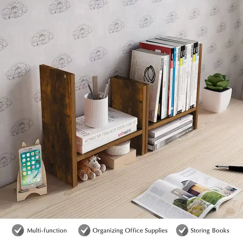 Jerry & Maggie Wooden Desktop Organizer Shelf with Storage
