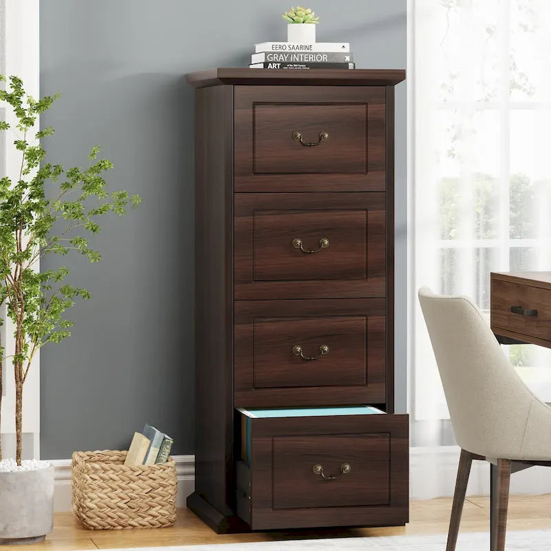 51-Inch Tall 4-Drawer File Cabinet, Wood Vertical Filing Cabinet for A4 /Letter Size