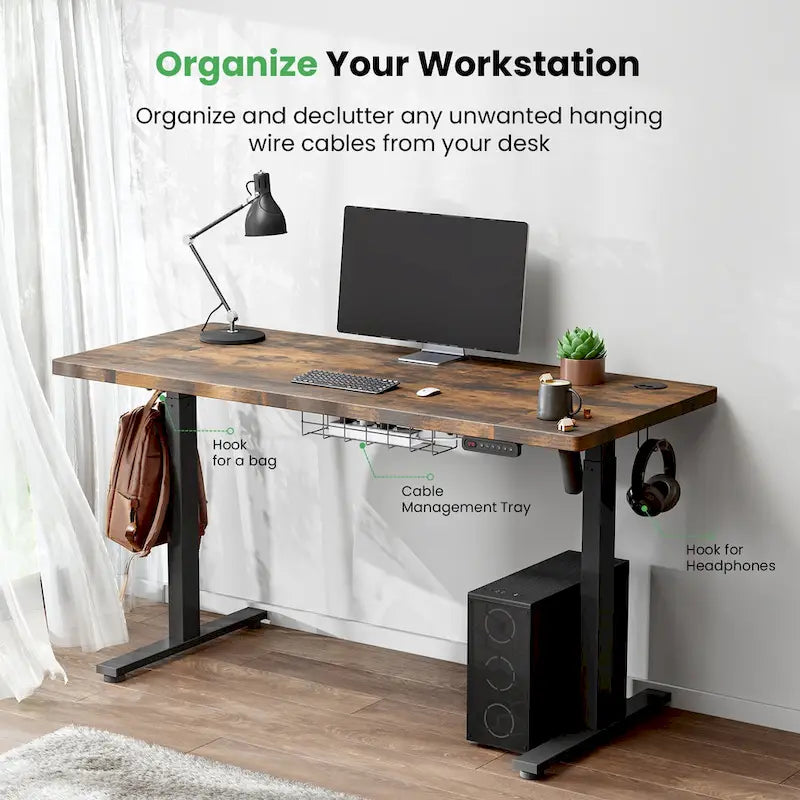 SIAGO 48 x 24 Inch Computer Desk Height Adjustable Electric Sit Stand Up Desk