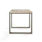 24 Inch Side End Table, Stone Tabletop, Metal Sled Base, Bronze