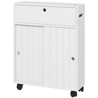 kleankin Toilet Paper Cabinet, Slim Bathroom Cabinet with 4 Rolling Wheels, Small Bathroom Storage Cabinet with Paper Holes