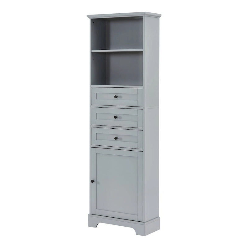 68 Tall Freestanding Bathroom Cabinet with 3 Drawers and Adjustable Shelves