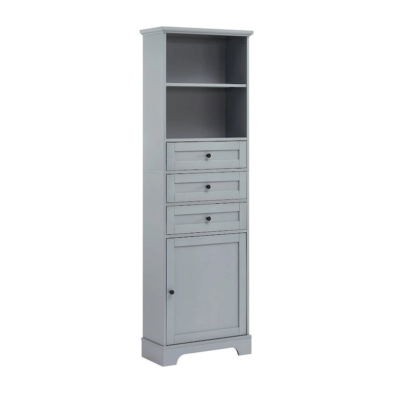 68 Tall Freestanding Bathroom Cabinet with 3 Drawers and Adjustable Shelves