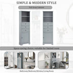 68 Tall Freestanding Bathroom Cabinet with 3 Drawers and Adjustable Shelves