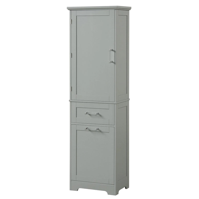 20 in. W x 13 in. D x 68.1 in. H Linen Cabinet with 2-Different Size Drawers and Adjustable Shelf