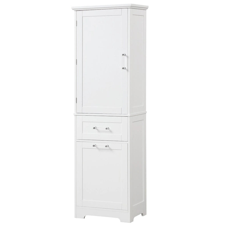 20 in. W x 13 in. D x 68.1 in. H Linen Cabinet with 2-Different Size Drawers and Adjustable Shelf