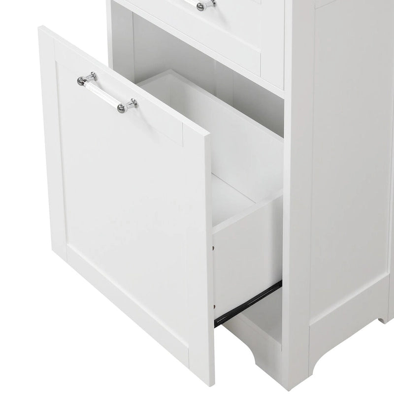 20 in. W x 13 in. D x 68.1 in. H Linen Cabinet with 2-Different Size Drawers and Adjustable Shelf