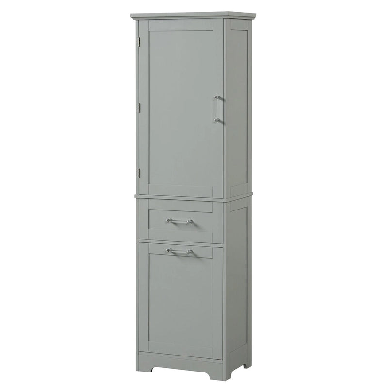 20 in. W x 13 in. D x 68.1 in. H Linen Cabinet with 2-Different Size Drawers and Adjustable Shelf