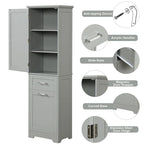 20 in. W x 13 in. D x 68.1 in. H Linen Cabinet with 2-Different Size Drawers and Adjustable Shelf