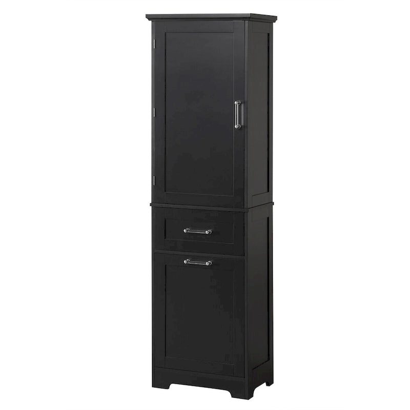 20 in. W x 13 in. D x 68.1 in. H Linen Cabinet with 2-Different Size Drawers and Adjustable Shelf