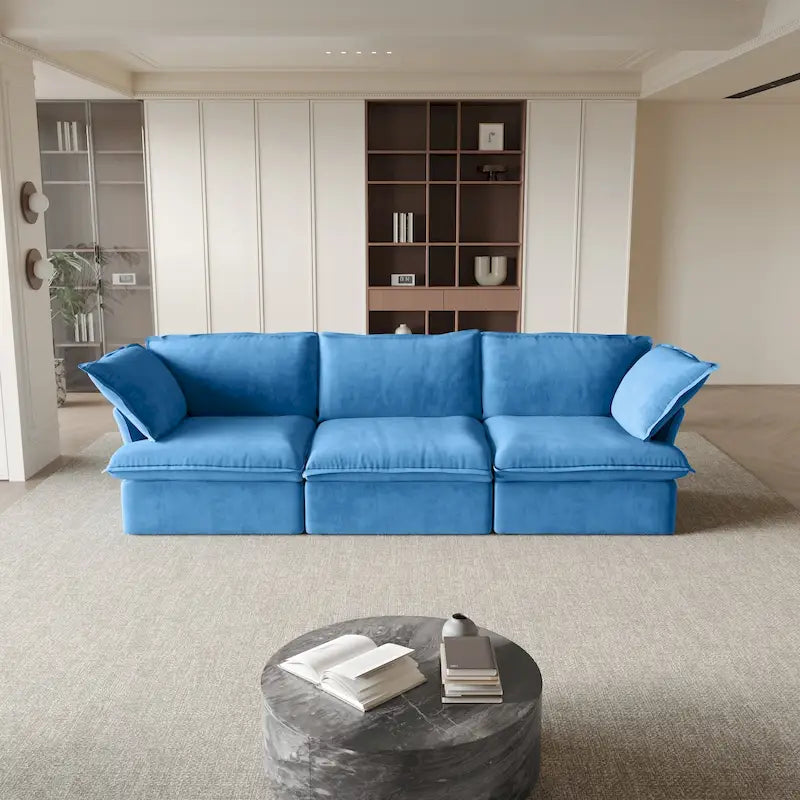 Modular Sectional Sofa Couch, Velvet 3 or 4 Seater Sofa, Minimalist Style Comfy Sofa Couch for Living Room Apartment