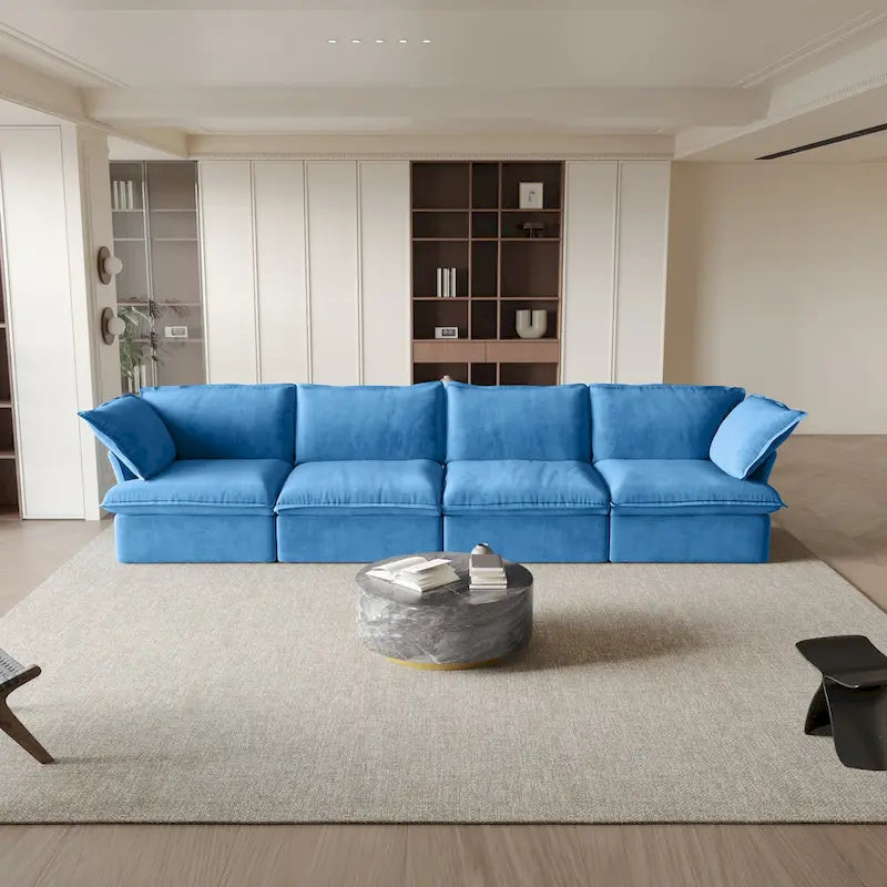 Modular Sectional Sofa Couch, Velvet 3 or 4 Seater Sofa, Minimalist Style Comfy Sofa Couch for Living Room Apartment