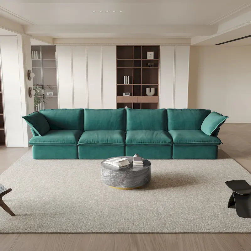 Modular Sectional Sofa Couch, Velvet 3 or 4 Seater Sofa, Minimalist Style Comfy Sofa Couch for Living Room Apartment