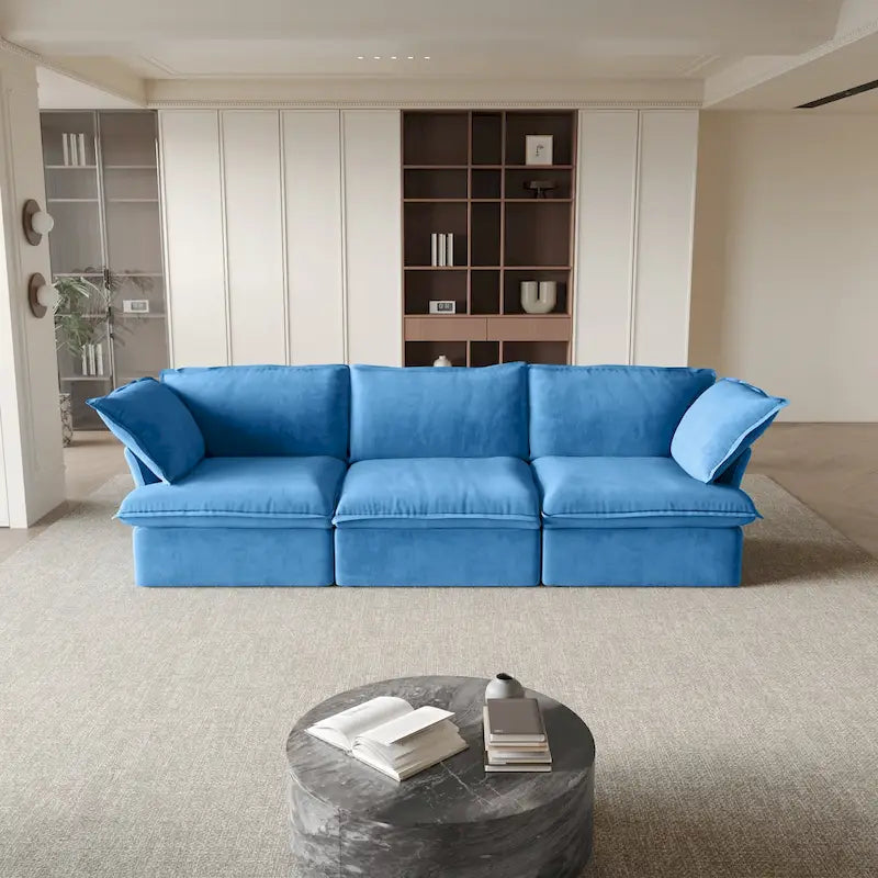 Modular Sectional Sofa Couch, Velvet 3 or 4 Seater Sofa, Minimalist Style Comfy Sofa Couch for Living Room Apartment