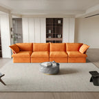 Modular Sectional Sofa Couch, Velvet 3 or 4 Seater Sofa, Minimalist Style Comfy Sofa Couch for Living Room Apartment