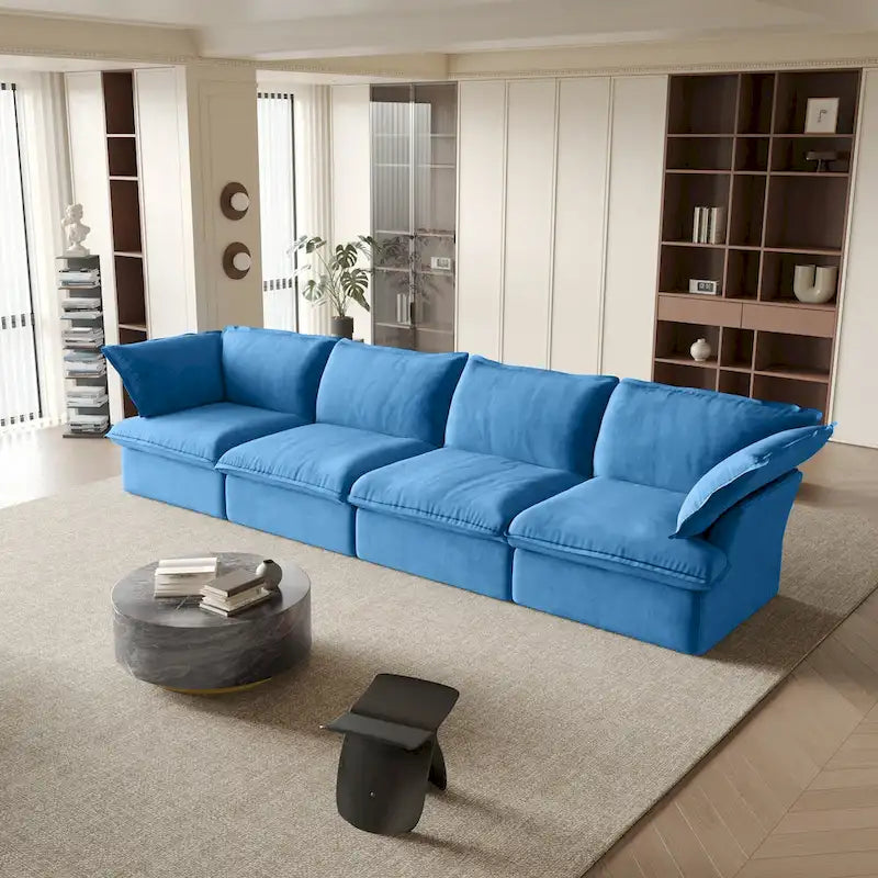 Modular Sectional Sofa Couch, Velvet 3 or 4 Seater Sofa, Minimalist Style Comfy Sofa Couch for Living Room Apartment