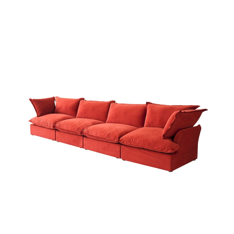 Modular Sectional Sofa Couch, Velvet 3 or 4 Seater Sofa, Minimalist Style Comfy Sofa Couch for Living Room Apartment