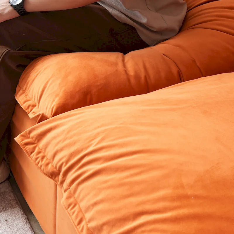 Modular Sectional Sofa Couch, Velvet 3 or 4 Seater Sofa, Minimalist Style Comfy Sofa Couch for Living Room Apartment