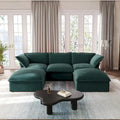 U Shape Couch Sectional for Living Room, Velvet Convertible Sectional Sofa With Ottomans