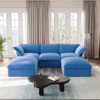 U Shape Couch Sectional for Living Room, Velvet Convertible Sectional Sofa With Ottomans