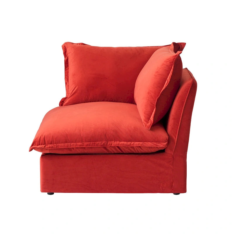 U Shape Couch Sectional for Living Room, Velvet Convertible Sectional Sofa With Ottomans