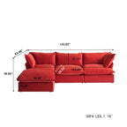 U Shape Couch Sectional for Living Room, Velvet Convertible Sectional Sofa With Ottomans