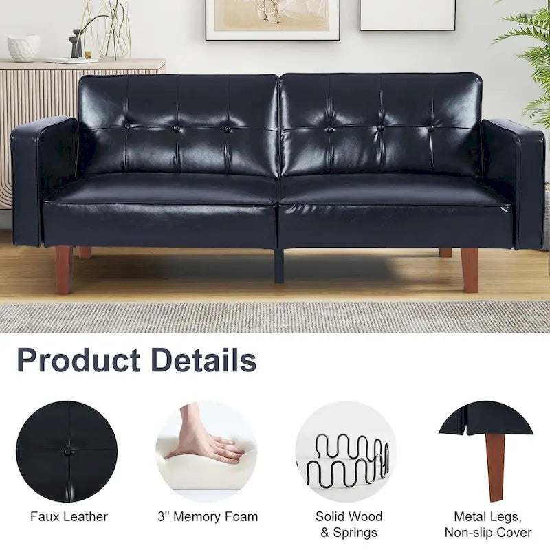 Futon Sofa Bed Couch Memory Foam Futon Convertible Couch Bed Sleeper for Living Room - 68.11*30.11*28.74