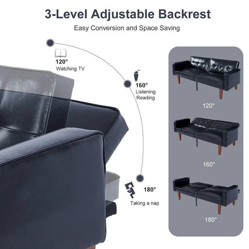 Futon Sofa Bed Couch Memory Foam Futon Convertible Couch Bed Sleeper for Living Room - 68.11*30.11*28.74