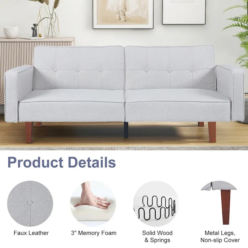 Futon Sofa Bed Couch Memory Foam Futon Convertible Couch Bed Sleeper for Living Room - 68.11*30.11*28.74