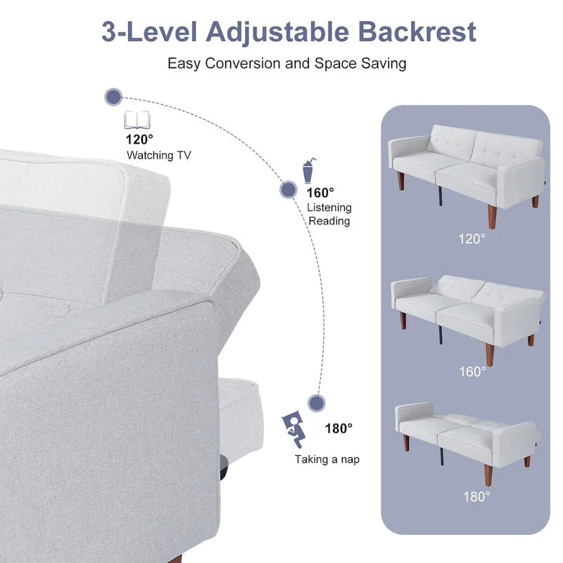 Futon Sofa Bed Couch Memory Foam Futon Convertible Couch Bed Sleeper for Living Room - 68.11*30.11*28.74