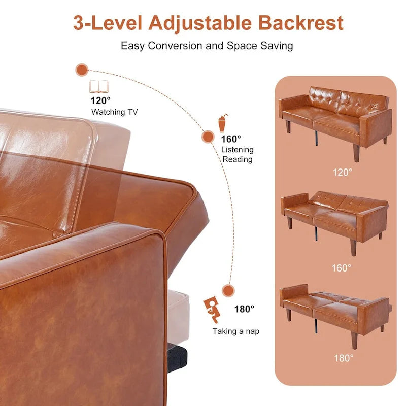 Futon Sofa Bed Couch Memory Foam Futon Convertible Couch Bed Sleeper for Living Room - 68.11*30.11*28.74