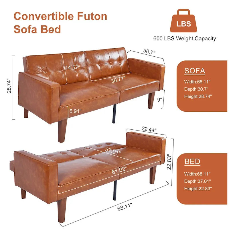 Futon Sofa Bed Couch Memory Foam Futon Convertible Couch Bed Sleeper for Living Room - 68.11*30.11*28.74