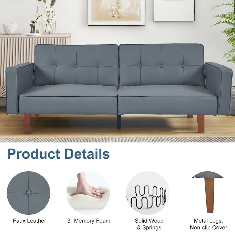 Futon Sofa Bed Couch Memory Foam Futon Convertible Couch Bed Sleeper for Living Room - 68.11*30.11*28.74