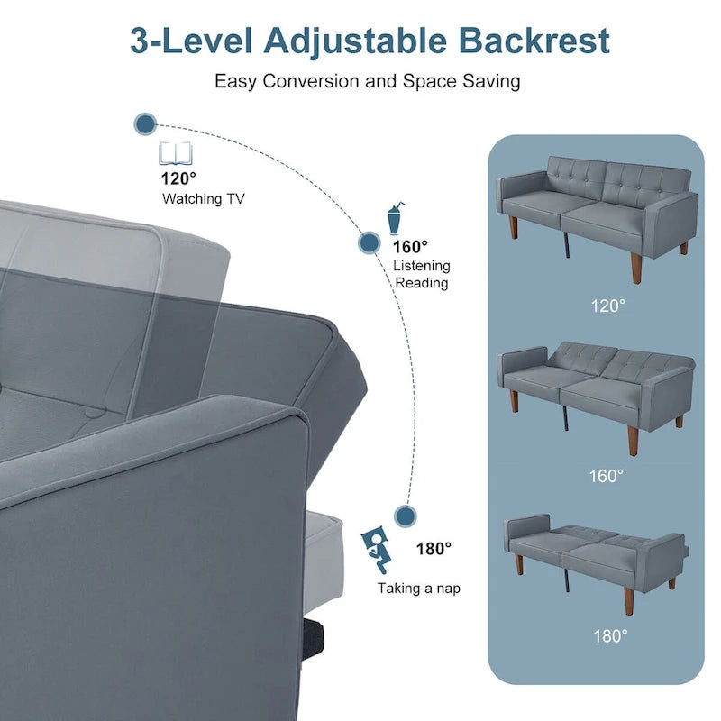 Futon Sofa Bed Couch Memory Foam Futon Convertible Couch Bed Sleeper for Living Room - 68.11*30.11*28.74